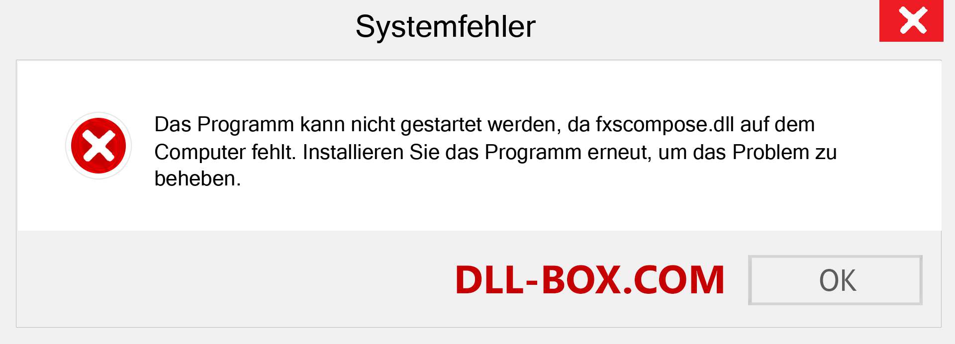 fxscompose.dll-Datei fehlt?. Download für Windows 7, 8, 10 - Fix fxscompose dll Missing Error unter Windows, Fotos, Bildern